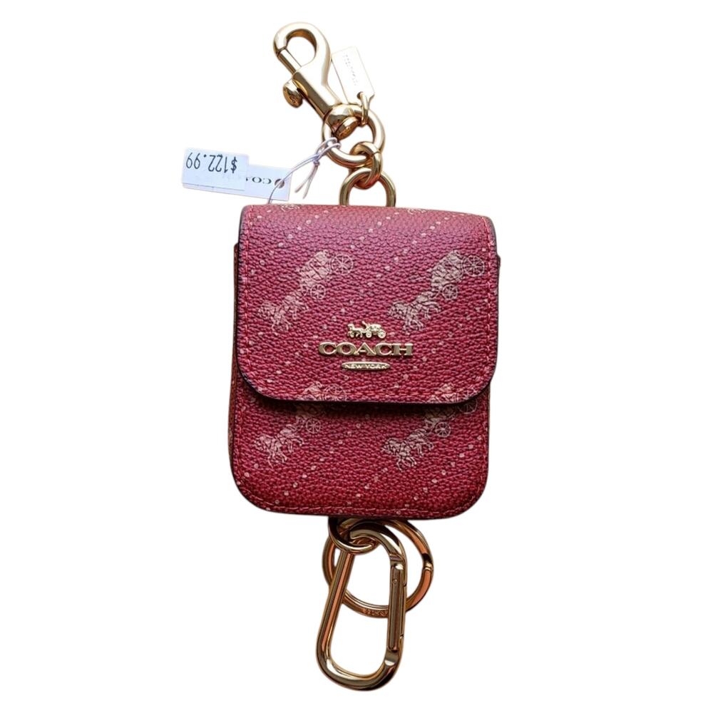 COACH MULTI ATTACHMENT CASE BAG CHARM WITH RED HORSE AND CARRIAGE DOT PRINT - Picture 3 of 3
